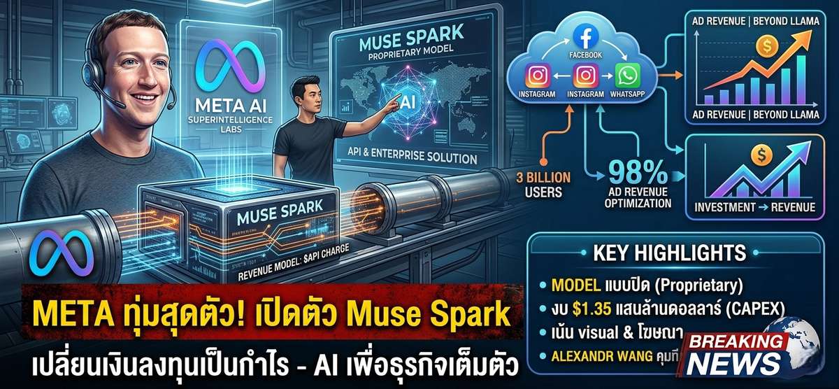 Meta เปิดตัว Muse Spark! ดัน AI เปลี่ยนเงินลงทุนเป็นกำไร
